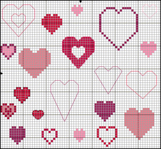 free cross stitch pattern 21 Different Valentines