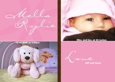 girl announcement, flower announcement, birth announcement