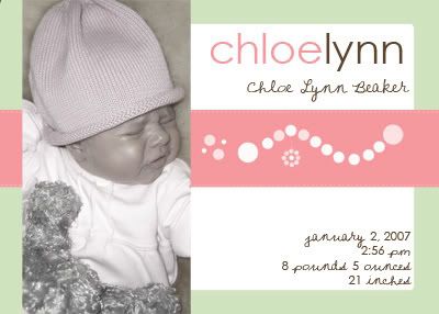 girl announcement, birth announcement