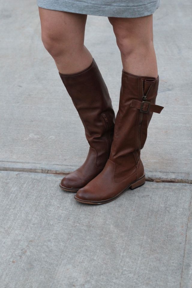 Dress and boots for winter via Stilettos and Diapers
