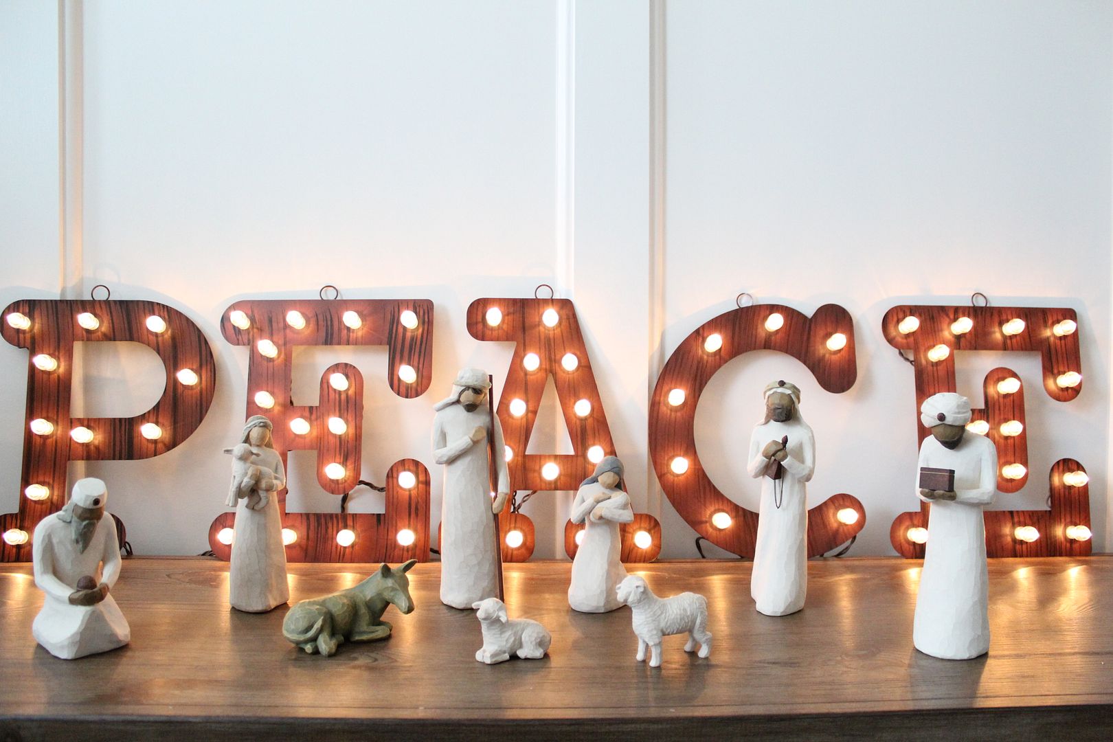 Peace Marquee, Willow Tree Nativity via Stilettos and Diapers