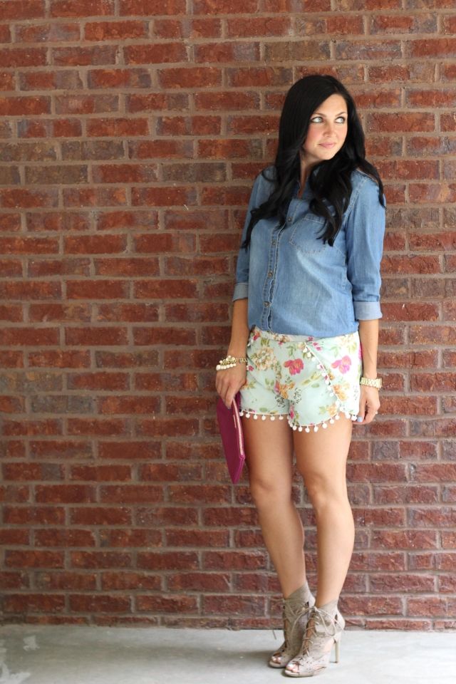 Stilettos and Diapers: Pom Shorts, JustFab Heels