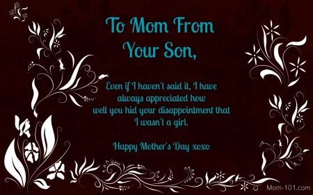 to mom from son mother's day card