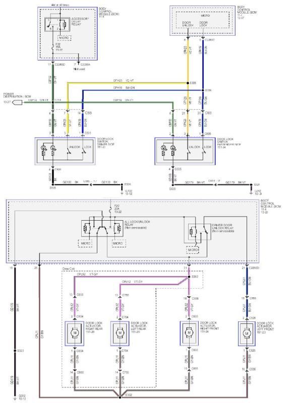 1998 Ford e-150 power door lock wiring diagram