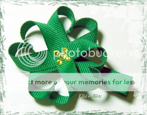 St. Patricks Swarovski Hair Bow Clip Barrette Trio Set  