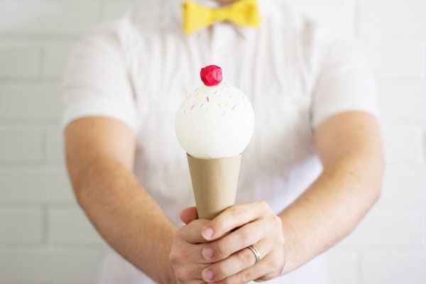 How to make a DIY ice cream cone for a last-minute ice cream man costume | tutorial via Lovely Indeed