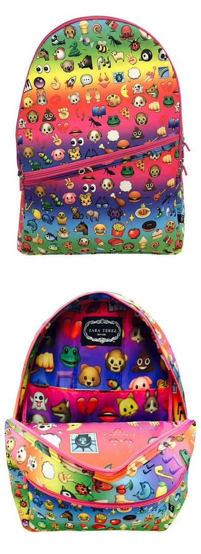 Rainbow emoji backpacks for kids. Cute!