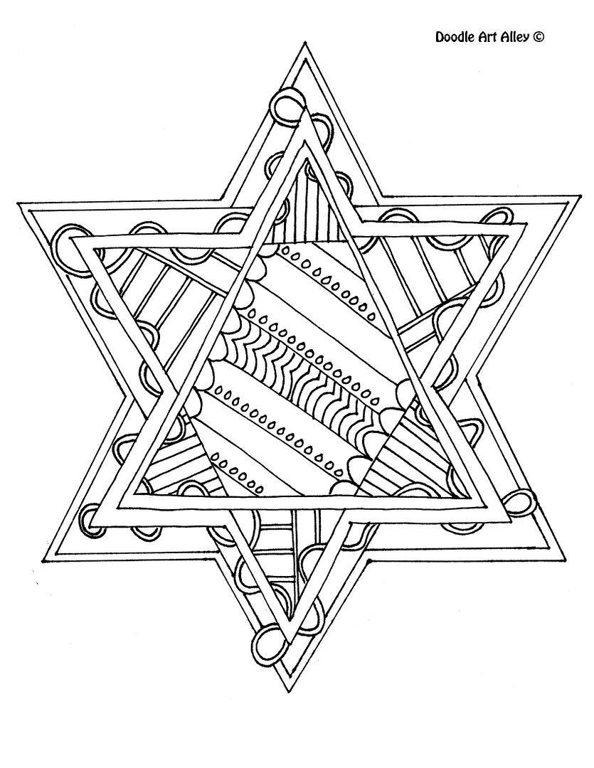 Advanced Star of David printable Hanukkah coloring page for adults or older kids