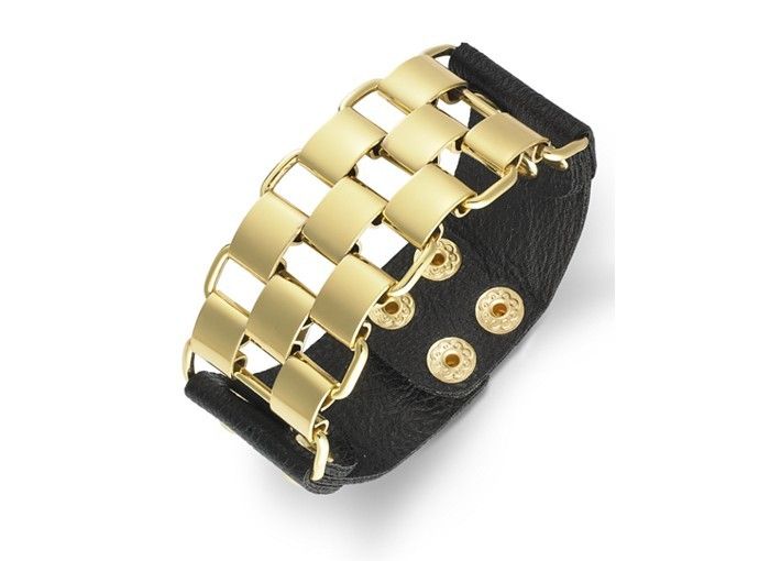 Metallic chain and black strap bracelet: Love the contrast of textures, and amazing price