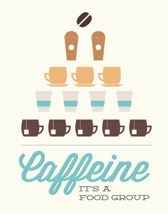 Caffeine: It's a Food Group | Coffee poster art by Noodlehug