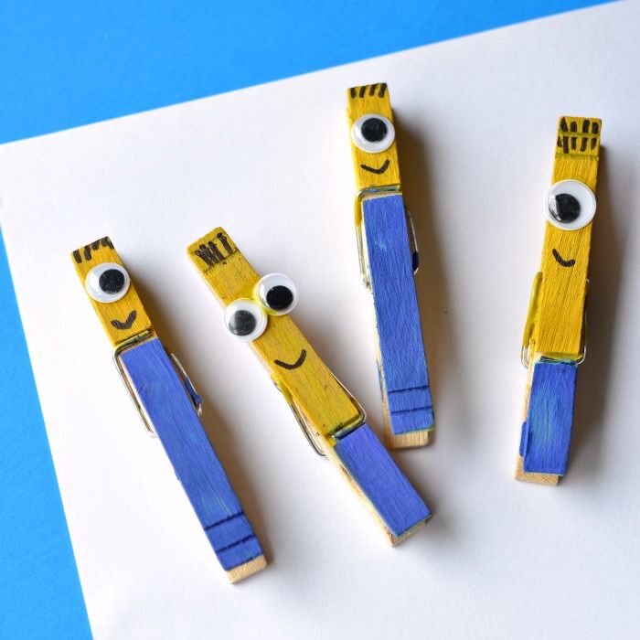 Clothespins Minions DIY craft activity for a Minions themed party | Wife Mom Geek