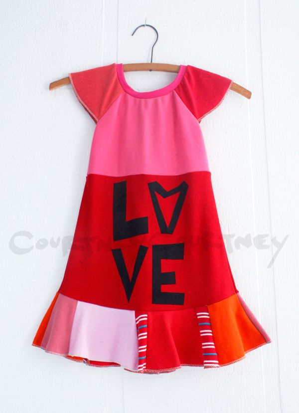 Courtney Courtney upcycled t-shirt LOVE dress for girls