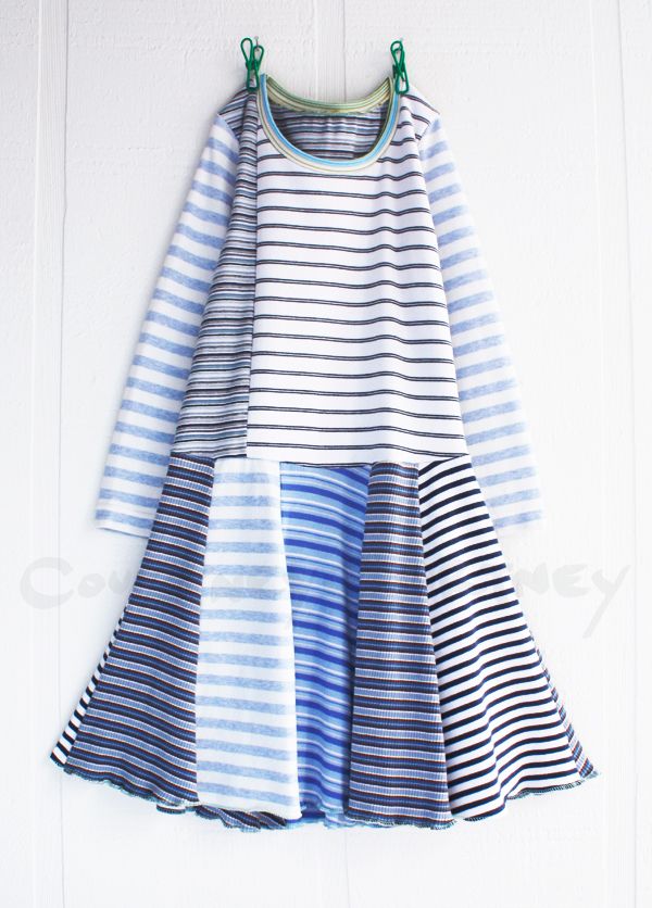 Courtney Courtney upcycled striped t-shirt dress for girls