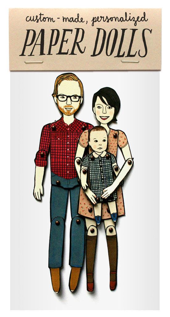 Custom illustrated articulated paper dolls of your family by Jordan Grace Owens