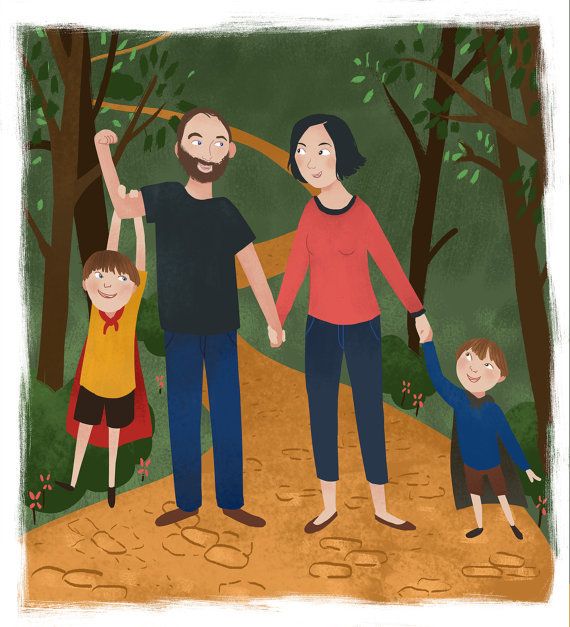 Custom family portrait illustrations with a children's storybook feel | by Marina MareLloba