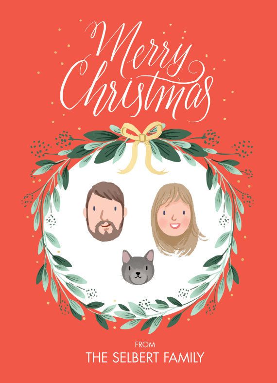 Custom illustrated family portraits perfect for framing or Christmas Cards | by Kathryn Selbert
