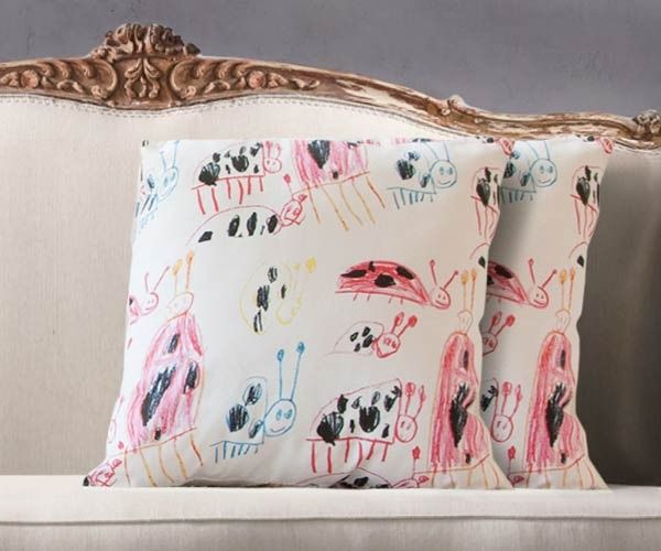 Custom art pillows from kids' original artwork make great Mother's Day gifts