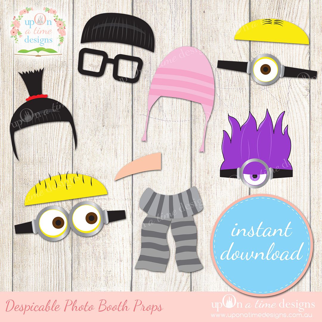 Cute printables for a Despicable Me + Minions photo booth
