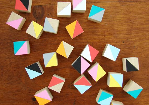 DIY geometric puzzle blocks craft via Etsy blog