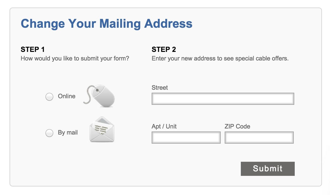 Easy mailing address change forms, cable changing, DMV help and more at CableMovers