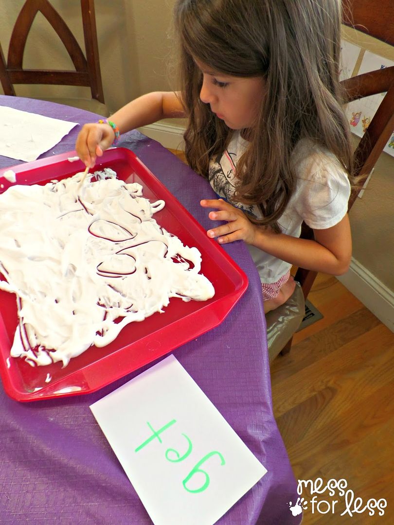 Educational activities for preschoolers: Practice letters using shaving cream | Mess for Less