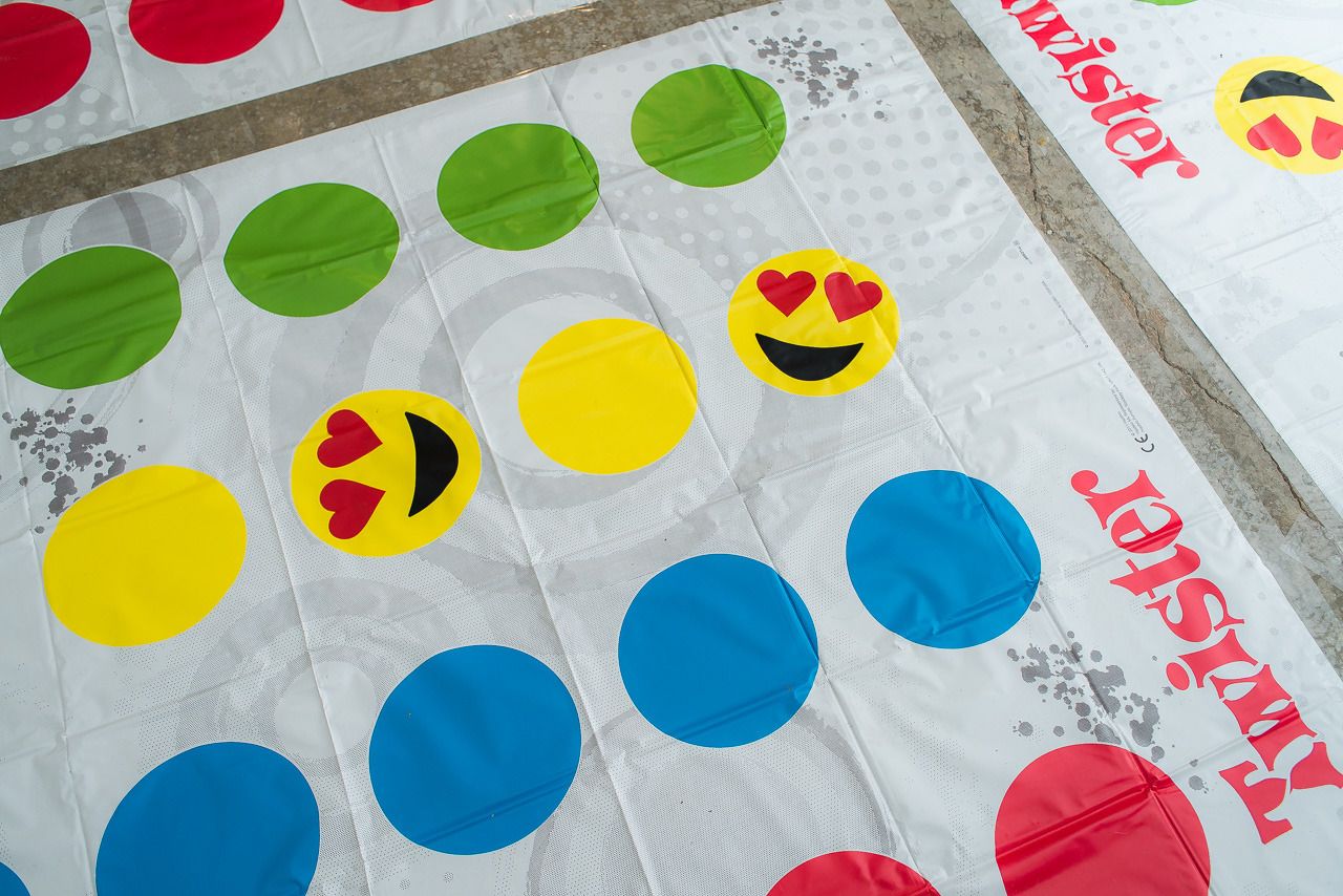 Emoji party ideas: make your own emoi Twister board by decorating the yellow circles! | the Alison Show