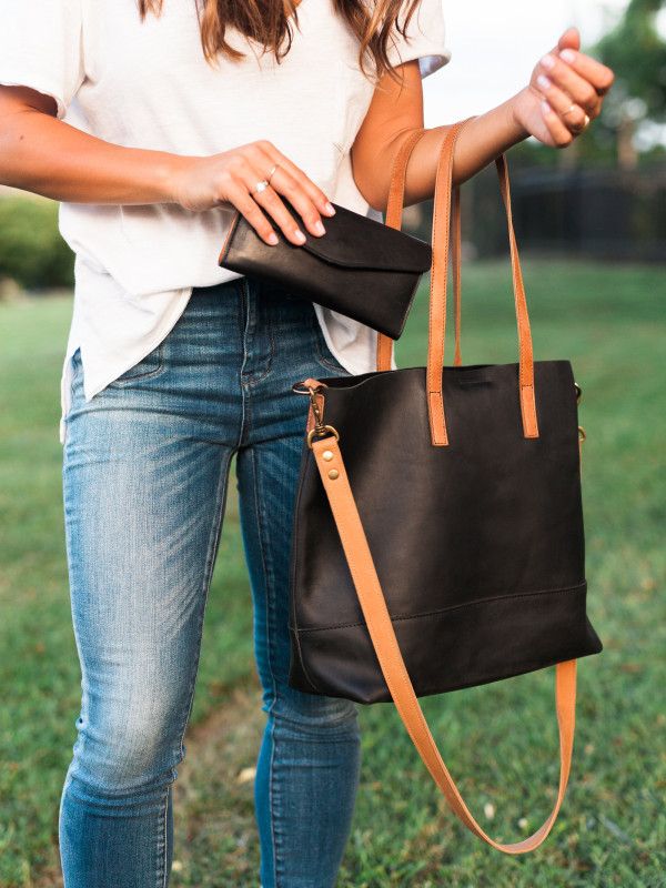 The new two-toned leather crossbody tote from fashionABLE: Beautiful way to support women in need