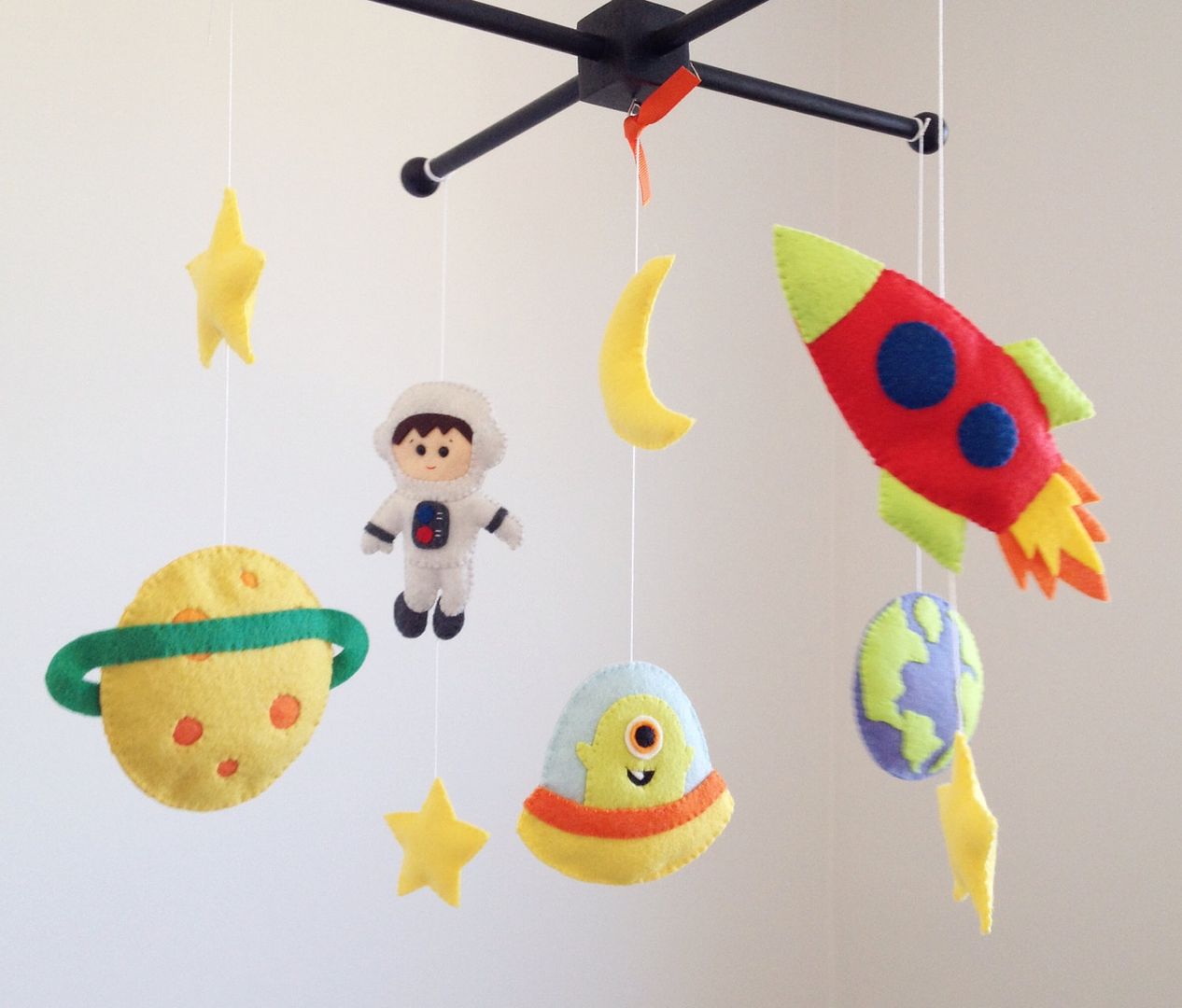Outerspace handmade felt baby mobile by Wonderfeltland on Etsy