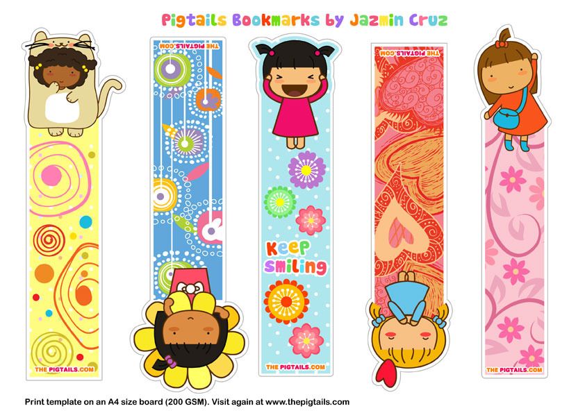 Free printable kawaii girl bookmarks | The Pigtails