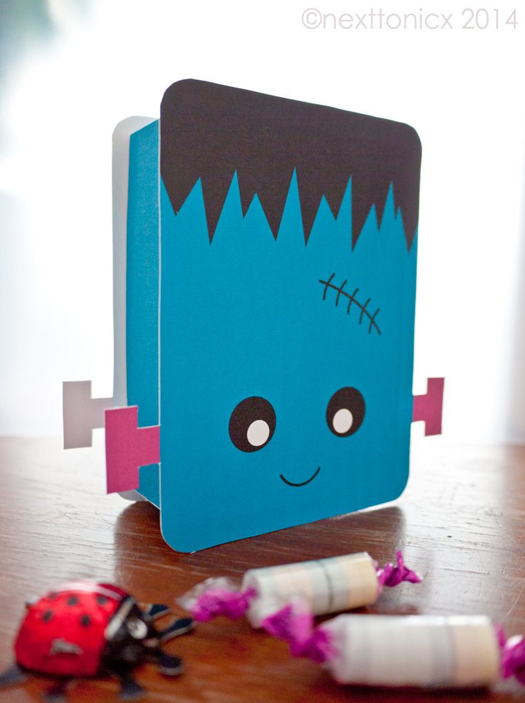 Free printable kawaii Frankenstein gift box for Halloween | Next to Nicx
