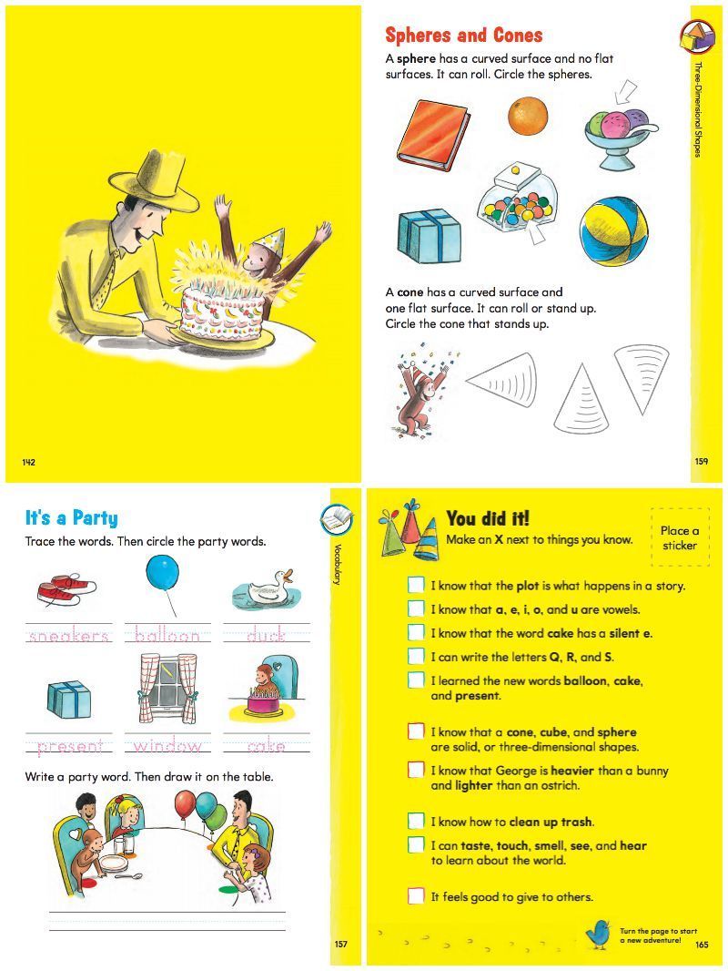 Free printable Curious George 25 page workbooks for kindergarten readiness