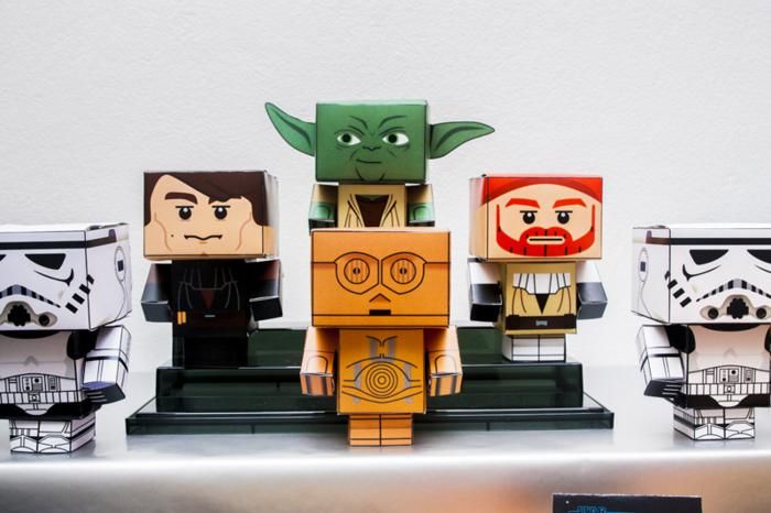 Star Wars LEGO papercraft characters made from free printables from cubeelog | Via Kara's Party Ideas
