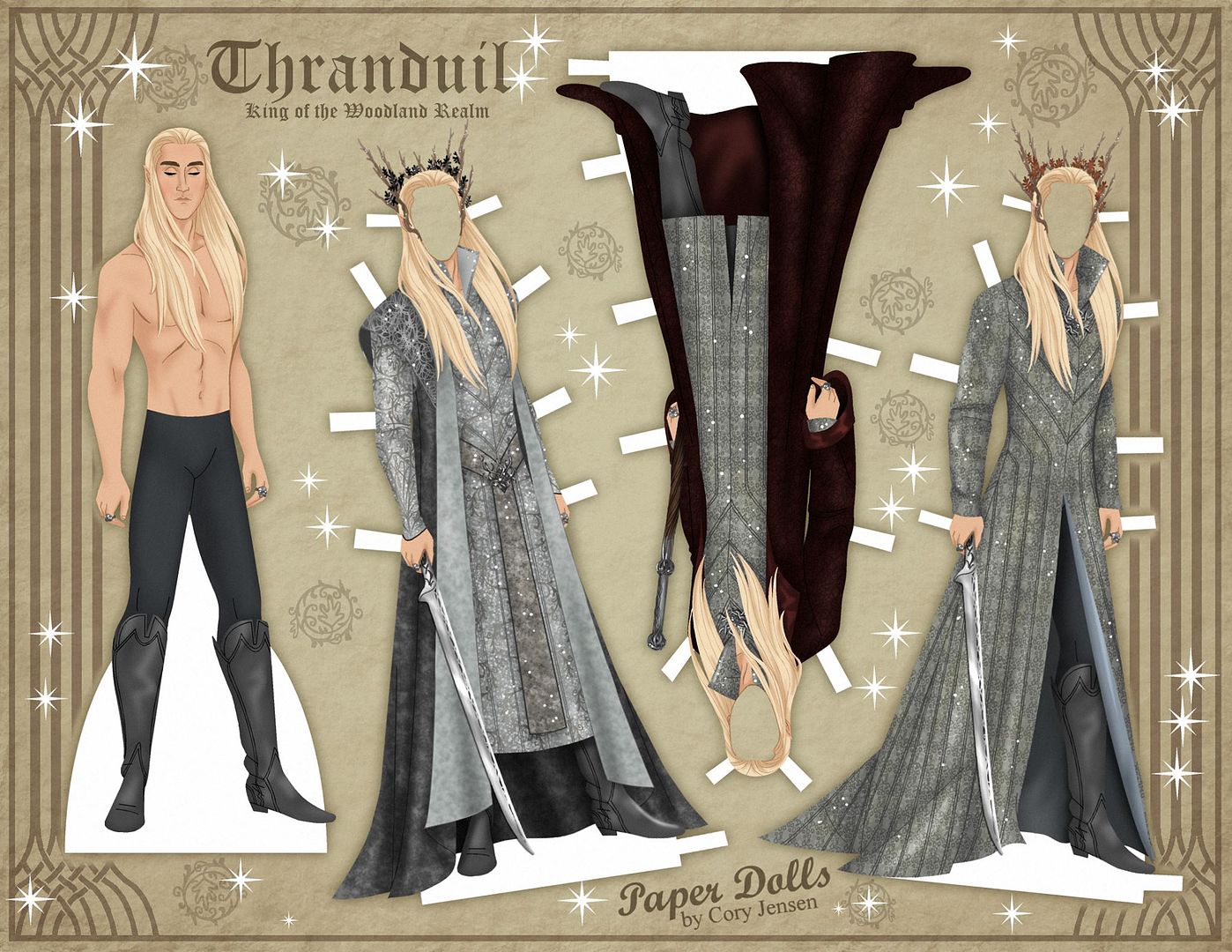 Free printable Thranduil paper doll from Lord of the Rings by Cory Jensen