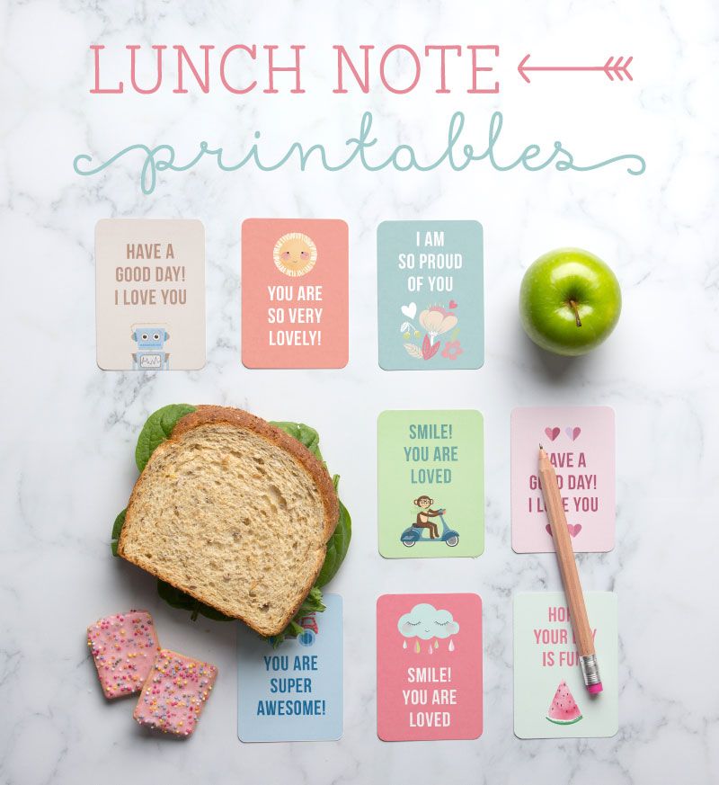 Free printable lunch box notes for kids from Tiny Me