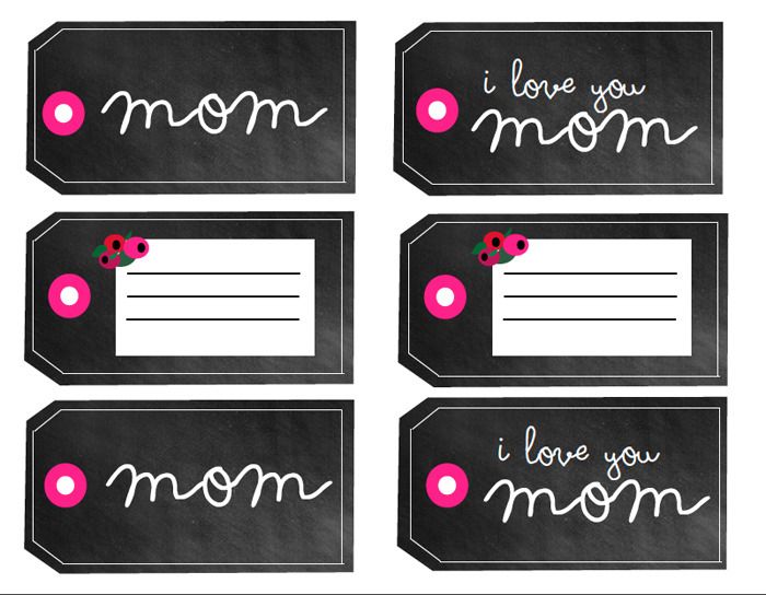 Free printable chalkboard Mother's Day gift tags from Poppytalk