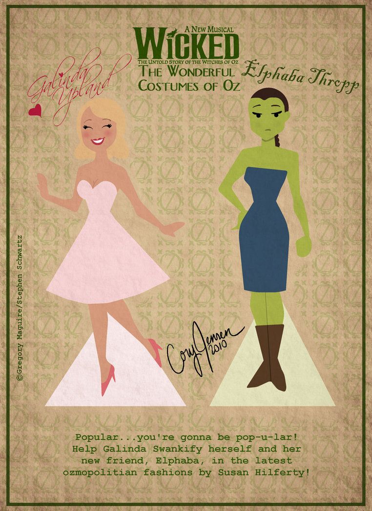 Free printable Wicked paper dolls by Cory Jensen