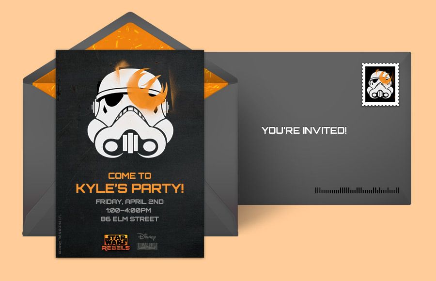 Star Wars party ideas: Free personalized Stormtrooper digital invitations from Punchbowl