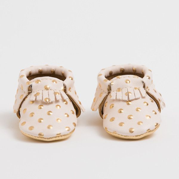 Freshly Picked gold-stud moccasins for kids and babies