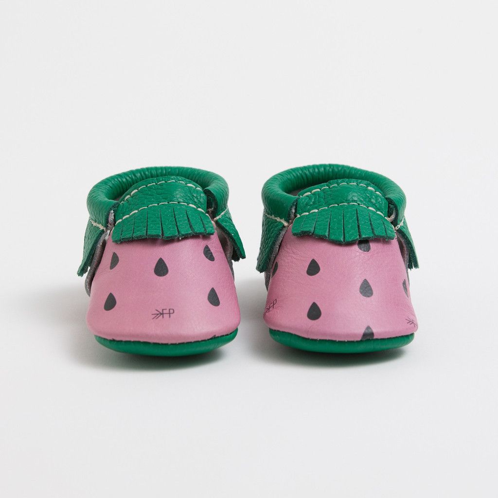 Freshly Picked leather baby mocs in watermelon: So cute!