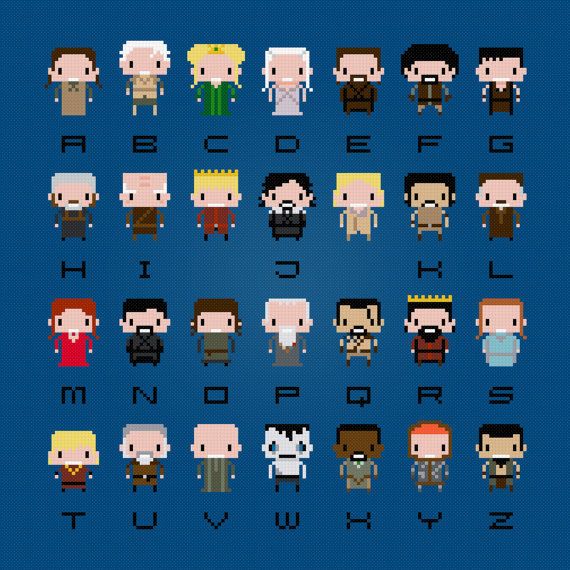 Geeky Game of Thrones ABC cross stitch pattern 