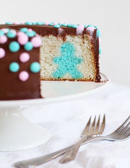 Gender Reveal Surprise Inside Cake from I Am Baker