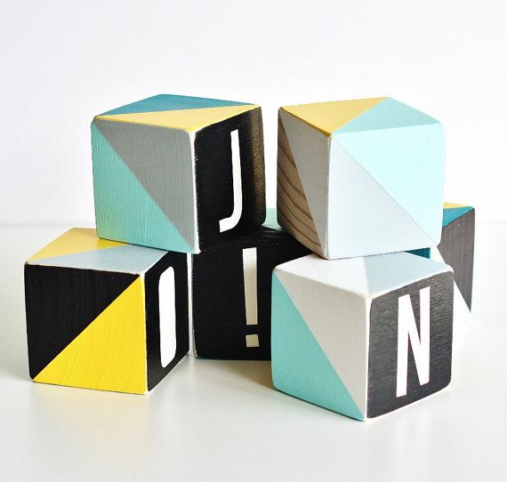 Handmade personalized wooden geometric blocks make great baby gifts