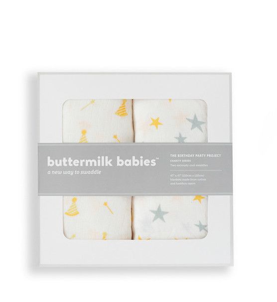 Gifts that give back: Buttermilk Babies swaddler set gives 100% of profit to The Birthday Project to provide celebrations for homeless youth in America