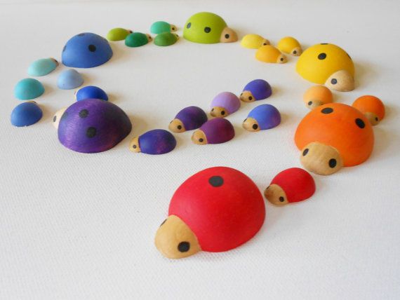 Handmade ladybug wooden sorting game | Laughing Crickets on Etsy