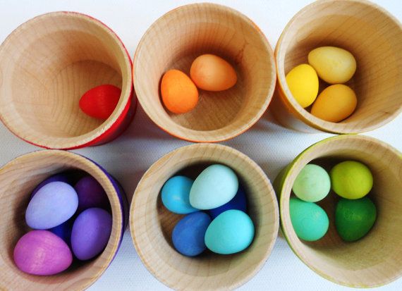 Easter basket gifts| A colorful handmade wooden sorting game from Laughing Crickets