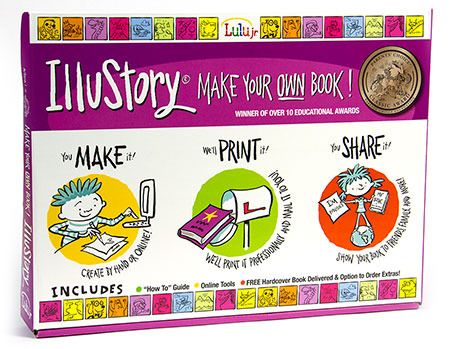 Cool art gifts for kids: Illustory lets you make your own book then send it in to be printed as a real hardcover book!