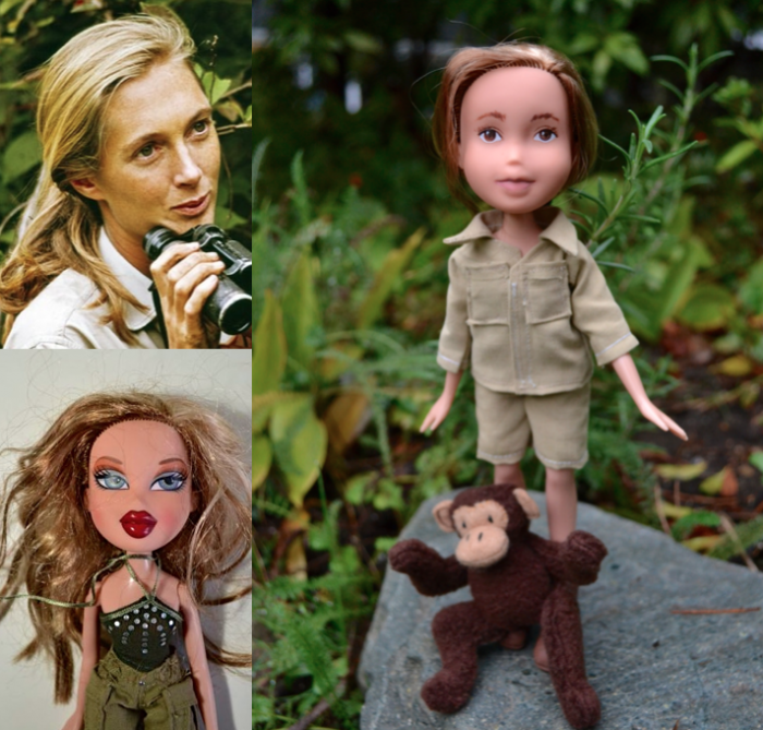 Bratz doll upcycled into a Jane Goodall doll | by Wendy Tsao