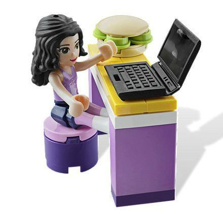 LEGO Friends: Emma at the computer. So what if her desk is purple.