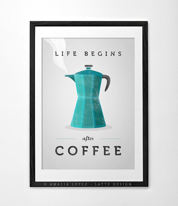 Life begins with coffee | Coffee poster art by Latte Design on Etsy