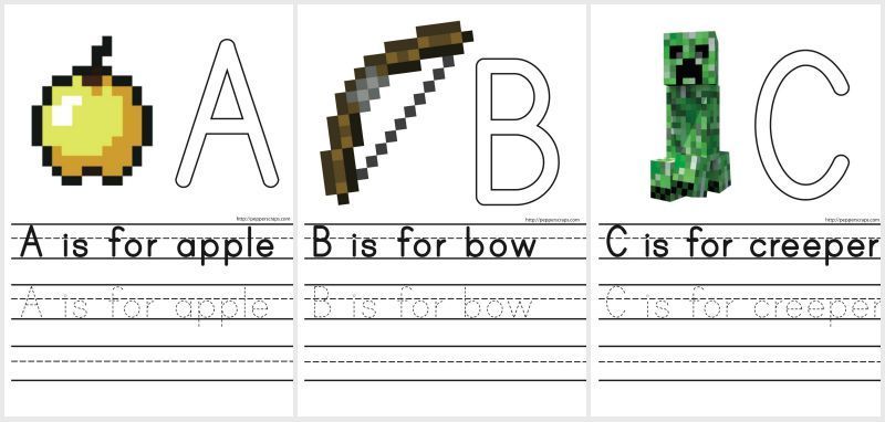 Free Minecraft alphabet printables | great tools for handwriting practice
